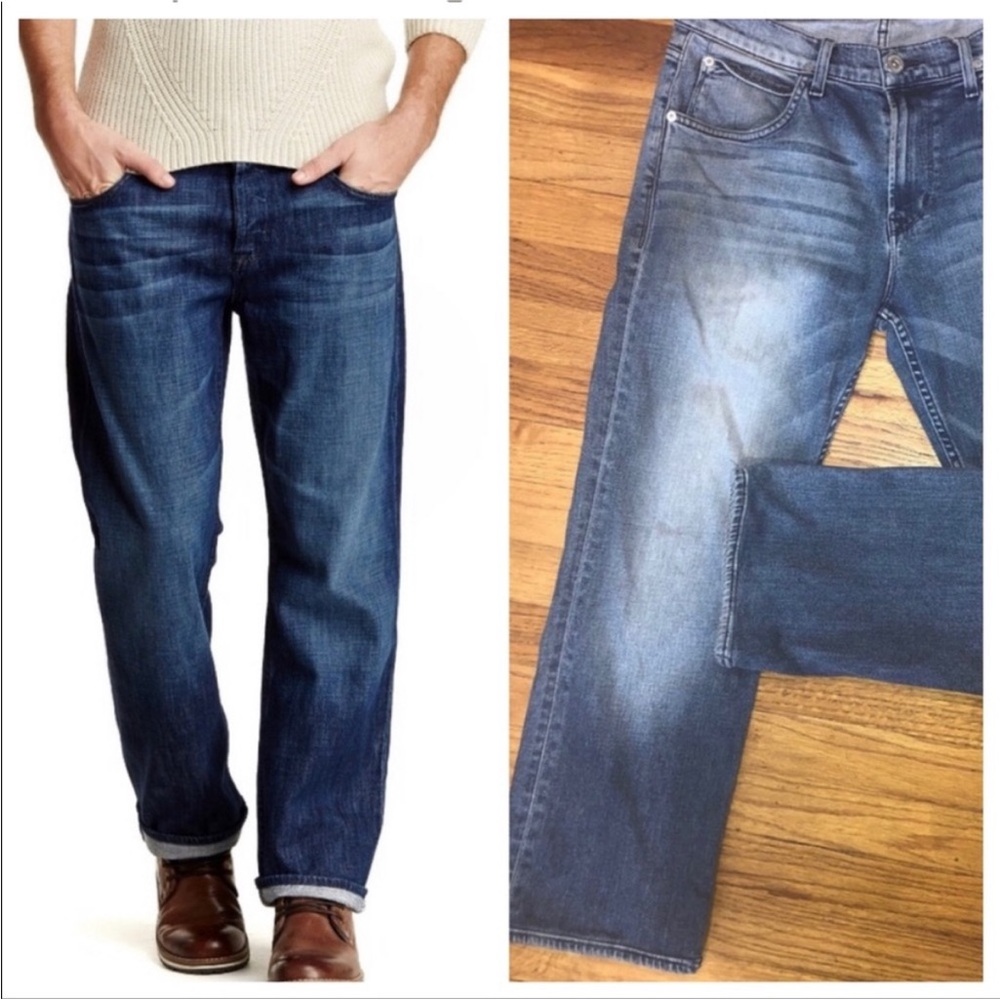 Hudson Jeans Men's Straight Leg Dark Blue Denim Jeans